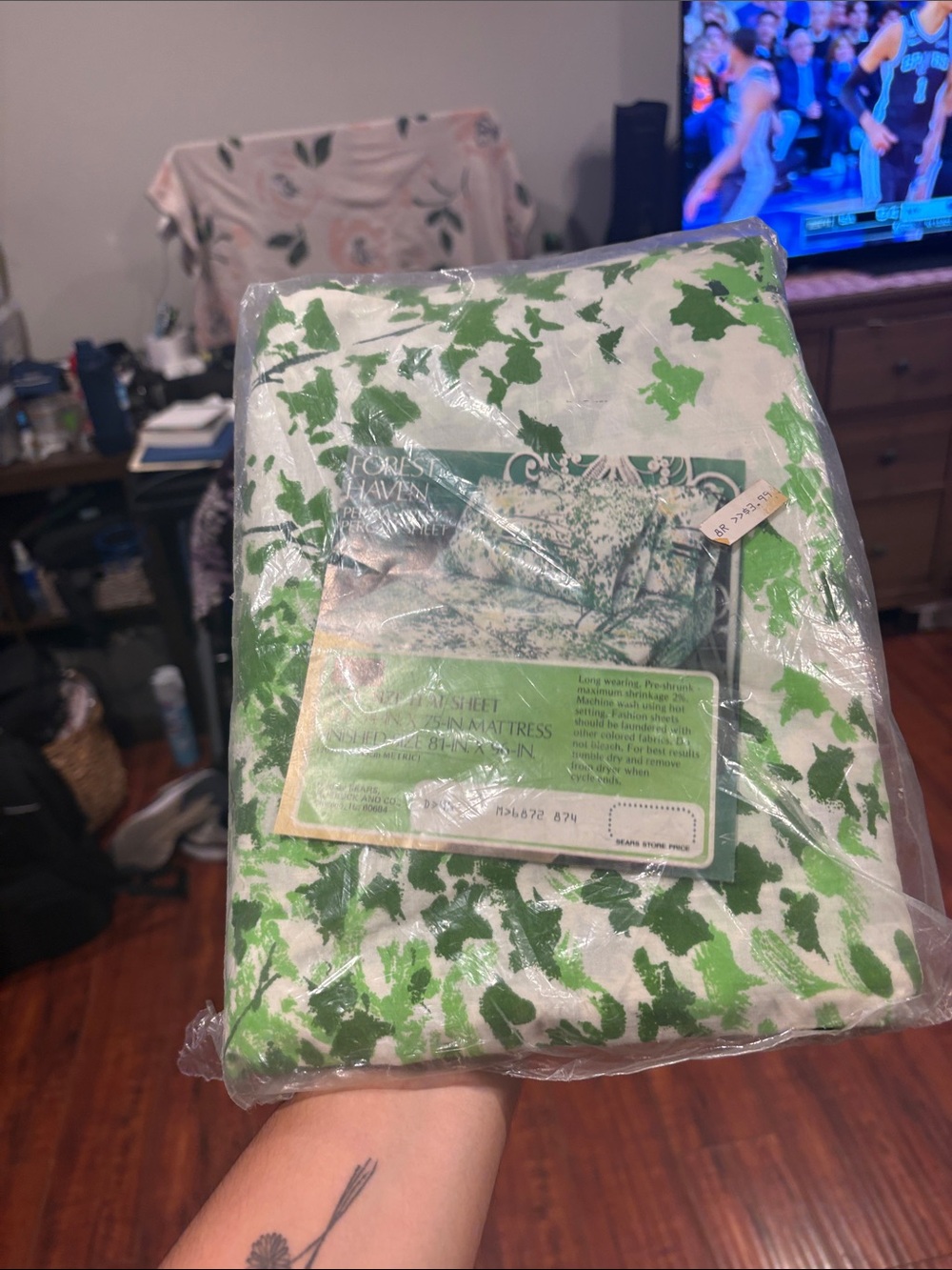 Forest Leaf Green Printed Cotton Bed Sheet Set